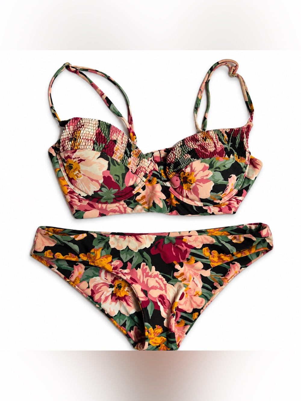 Tori Praver Swimwear Floral Underwire Bikini - Pink, Green & Yellow